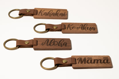 Wood and Leather Keychain