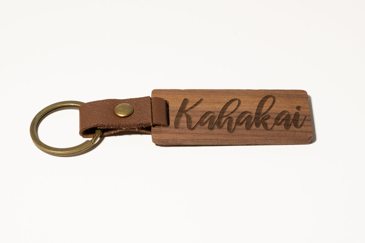 Wood and Leather Keychain