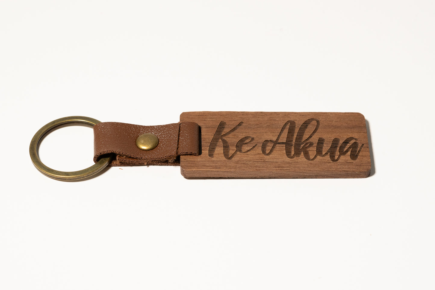 Wood and Leather Keychain