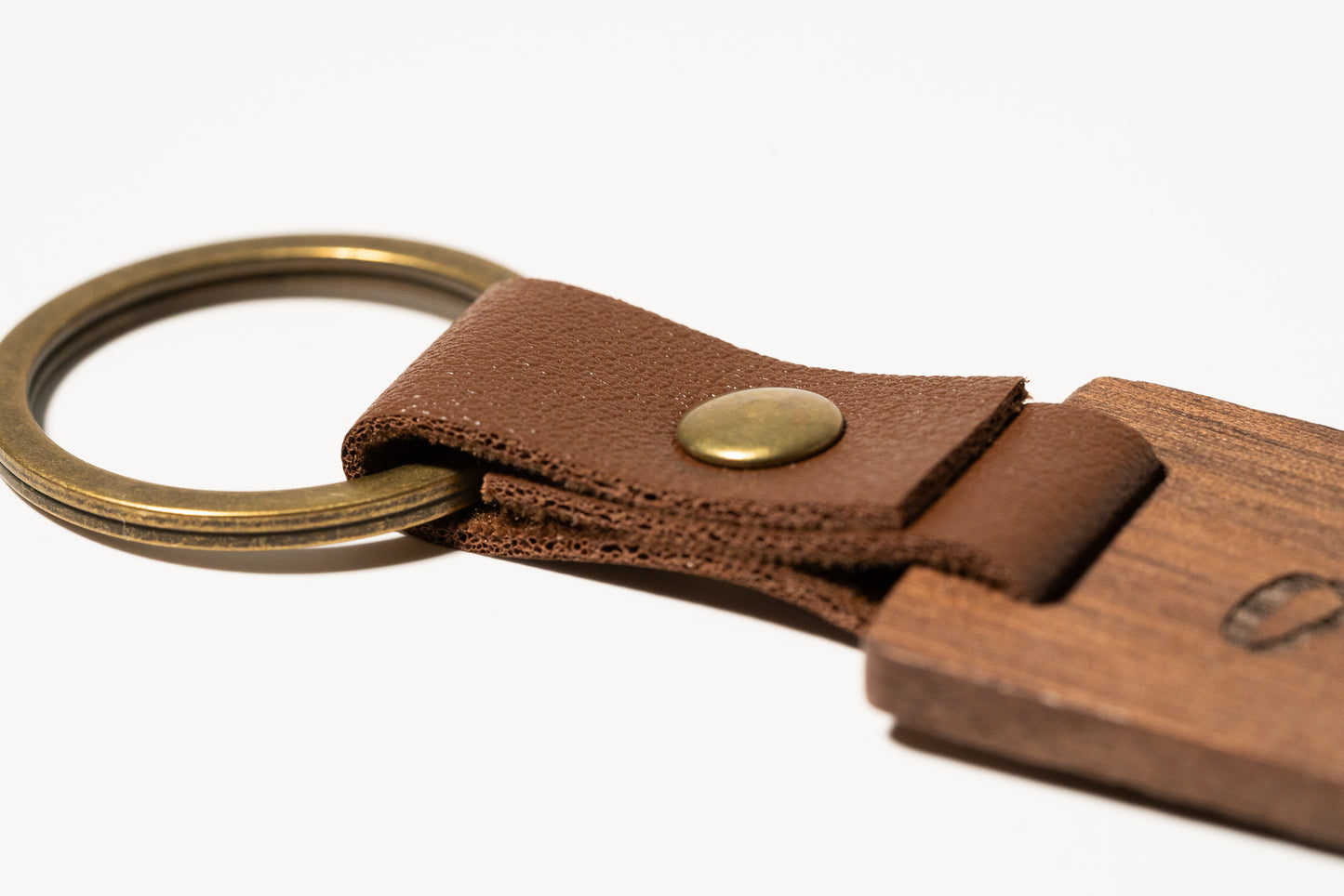 Wood and Leather Keychain