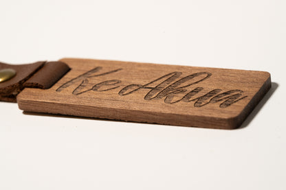 Wood and Leather Keychain