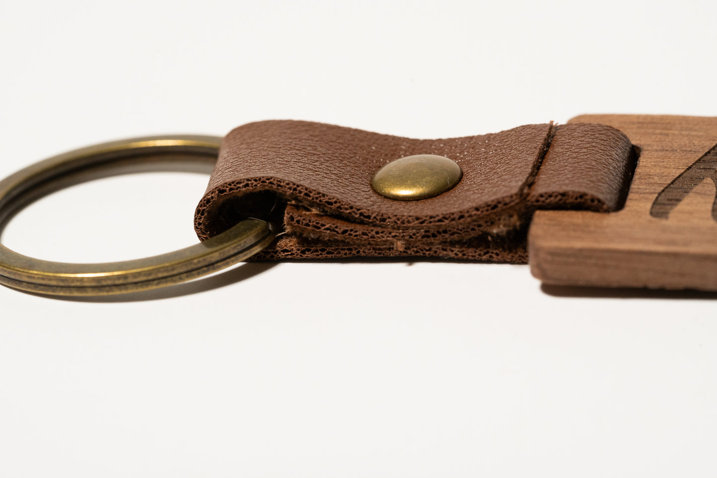 Wood and Leather Keychain