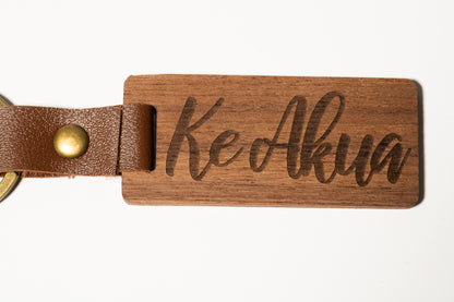 Wood and Leather Keychain