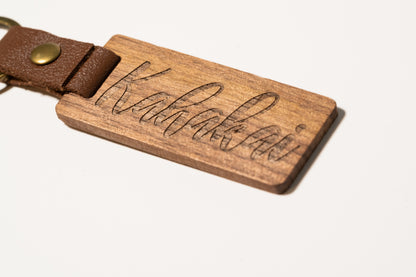 Wood and Leather Keychain