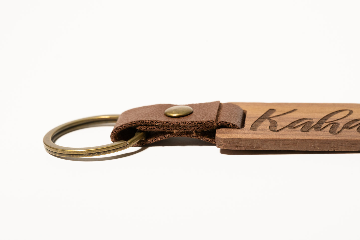 Wood and Leather Keychain