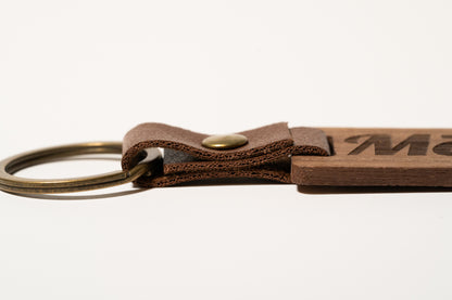 Wood and Leather Keychain