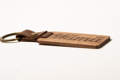 Wood and Leather Keychain