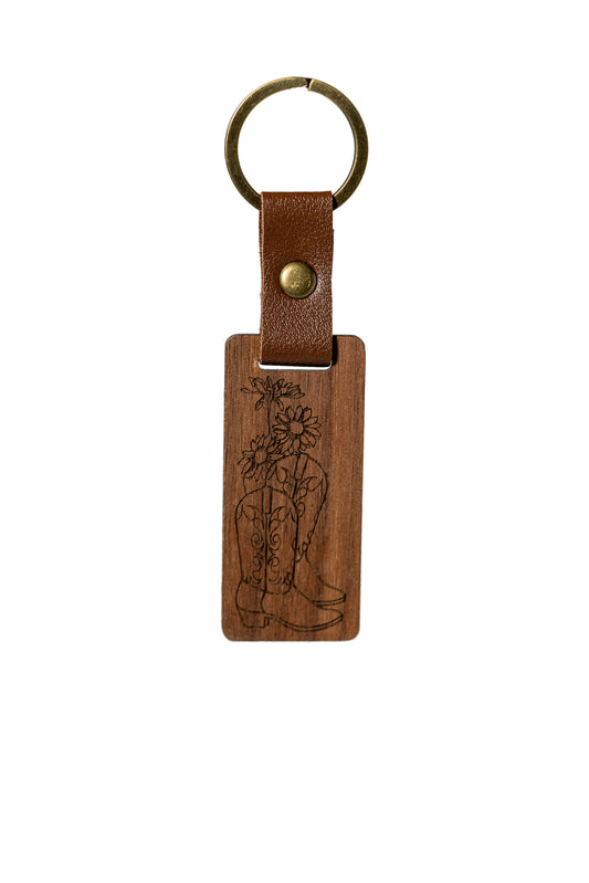 Boots and Wildflowers Keychain