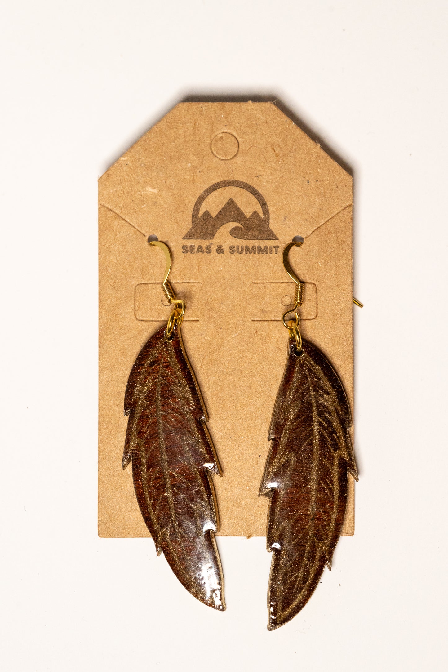 Golden Feather Dangle Earrings