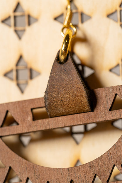 Half Circle Earrings with Leather Strap